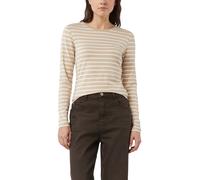 Langarmshirt COMMA, Damen, Gr. 34, beige (beige weiß), Single Jersey, Obermaterial: 90% Viskose, 5% Elasthan, 5% metallisierte Fasern, gestreift, normal hüftbedeckend, Rundhals, Shirts Langarmshirt, g