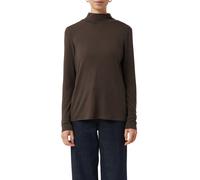 Langarmshirt COMMA, Damen, Gr. 36, schwarz chocolate, Single Jersey, Obermaterial: 76% Lyocell, 19% Wolle, 5% Elasthan, unifarben, regular fit taillenbedeckt, ohne Ausschnitt, gerader Abschluss, Shirt