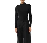 Langarmshirt COMMA, Damen, Gr. 38, schwarz, Single Jersey, Obermaterial: 76% Lyocell, 19% Wolle, 5% Elasthan, unifarben, casual, regular fit taillenbedeckt, ohne Ausschnitt, Langarm gerader Abschluss,