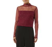 Langarmshirt COMMA, Damen, Gr. 40, lila (winter wine), Obermaterial: 100% Polyester, Mesh, unifarben, regular fit taillenbedeckt, abgesteppte Kante, Shirts Langarmshirt, im halbtransparenten Look (112