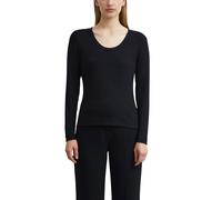 Langarmshirt COMMA, Damen, Gr. 42, schwarz, Single Jersey, Obermaterial: 95% Viskose, 5% Elasthan, unifarben, körpernah hüftbedeckend, tiefer Rundhals, abgesteppte Kante, Shirts Langarmshirt, mit tief