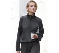 Langarmshirt COPENHAGEN STUDIOS, Damen, Gr. 40/42, grau (dunkelgrau), Sweatware, Obermaterial: 54% Modal, 40% Polyester, 6% Elasthan, unifarben, casual, bequem hüftlang, ohne Ausschnitt, Langarm elast