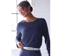Langarmshirt COPENHAGEN STUDIOS, Damen, Gr. 48/50, dunkelblau, Sweatware, Obermaterial: 58% Baumwolle, 39% Polyester, 3% Elasthan, unifarben, oversize, Rundhals, Shirts Langarmshirt, mit hochwertiger 