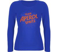 Langarmshirt Damen - Karneval & Fasching - Team Aperol Spritz JGA I Mädelsabend Spritztour Aperol Geschenk - XXL - Blau - t-Shirt Langarm Karnevals t Shirt Faschings apperol Oberteil Tshirt