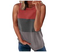 Langarmshirt Damen Kleider Damen Sommer Corset Top Bunte Aufdruck ÄRmellos Casual Camisole Shirt Rundhals Slim Basic Weste T-Shirt LäSsig Tunika (Gray, XL)