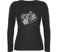 Langarmshirt Damen - Kompatibel mit Oktoberfest - Edelweiß Berge Wandern Wanderlust Berg Ruft Alpen - XL - Schwarz - Langarm Bayerisches Oberteil Frau bayrische Bergen Shirt bergmotiv