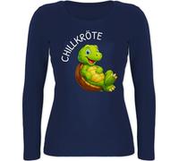 Langarmshirt Damen - Lustige Schildkröte Chillkröte Geschenk Chillen I Relax Geschenk Wortwitz - L - Marineblau - schildkröten
