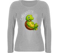 Langarmshirt Damen - Lustige Schildkröte Chillkröte Geschenk Chillen I Relax Geschenk Wortwitz - M - Grau meliert - schildkröten