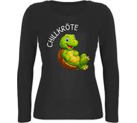 Langarmshirt Damen - Lustige Schildkröte Chillkröte Geschenk Chillen I Relax Geschenk Wortwitz - XL - Schwarz - schildkröten