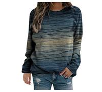 Langarmshirt Damen Pullover - T Shirt Damen Langarm mit Aufdruck,Oberteile Damen Vintage Sweatshirt Oversized Casual Sport Tshirt Locker Tunika Top - Shirts & Blusen für Frauen Teenager Mädchen