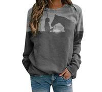 Langarmshirt Damen Rundhals - Pullover Damen mit 3D Motiv, T Shirt Langarm Oberteile Lustige Sweatshirt Lässig Tunika Große Größen Top Langarmshirts für Damen Teenager Mädchen Herbst Winter