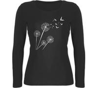 Langarmshirt Damen - Sprüche Statement - Pusteblume Löwenzahn - M - Schwarz - Langarm Tshirt Shirt mit Aufschrift vögel Shirts Blumen Statements Blume Longsleeve Baumwolle sprüchen￼ Kordel