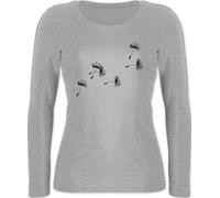 Langarmshirt Damen - Sprüche Statement - Pusteblume Löwenzahn Samen - XS - Grau meliert - Shirt Langarm Pflanze Pflanzen Shirts Blumen blumenkind Plant pusteblumen Plants Blume Flowers
