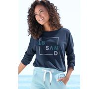 Langarmshirt ELBSAND, Damen, Gr. XL (42), marine, Jersey, Obermaterial: 50% Baumwolle, 50% Polyester, bedruckt, figurumspielend hüftlang, Rundhals, Shirts Langarmshirt, mit Frontdruck, Longsleeve, loc