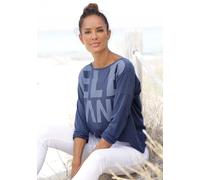 Langarmshirt ELBSAND "Niola" Gr. S (36), blau (marine) Damen Shirts Jersey mit großem Frontprint (45216966-S)