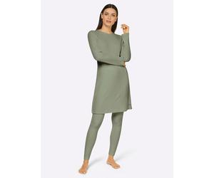 Langarmshirt FEEL GOOD "Longshirt", Damen, Gr. 48/50, grün (lindgrün), 64% Polyester, 32% Viskose, 4% Elasthan, unifarben, Shirts Langarmshirt (98672812-48) lindgrün