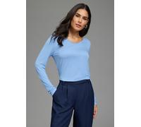 Langarmshirt FLASHLIGHTS, Damen, Gr. 32/34, light blau, Jersey, Obermaterial: 95% Viskose, 5% Elasthan, unifarben, figurumspielend hüftlang, V-Ausschnitt, Shirts Langarmshirt, figurumspielende Passfor