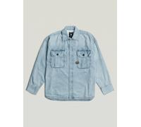 Langarmshirt G-STAR "2 Pocket Pleated Boxy Hemd", Herren, Gr. M, blau (sun faded isles blau), Denim/Jeans, Obermaterial: 100% Baumwolle, Shirts Langarmshirt (18291436-M) sun faded isles blau