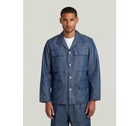 Langarmshirt G-STAR "4 Pocket Overshirt", Herren, Gr. XL, blau (raw denim), Obermaterial: 82% Baumwolle, 18% Polyester, Shirts Langarmshirt (13780746-XL) raw denim