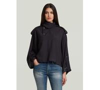 Langarmshirt G-STAR "Anorak-Hemd", Damen, Gr. L, schwarz (dk schwarz), Obermaterial: 90% Viskose, 10% Polyester, Shirts Langarmshirt (97943869-L) dk schwarz