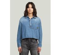 Langarmshirt G-STAR "Boxy Day Hemd", Damen, Gr. S, faded isles blau, Obermaterial: 100% Baumwolle, Shirts Langarmshirt (25697445-S) faded isles blau