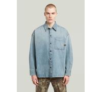 Langarmshirt G-STAR "Boxy Fit Overshirt", Damen, Gr. XXL, sun faded pacific blau, Obermaterial: 30% Baumwolle, 20% Baumwolle, Shirts Langarmshirt (99295367-XXL) sun faded pacific blau