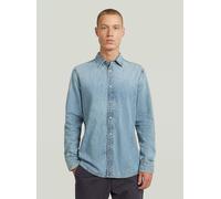 Langarmshirt G-STAR "Clean Slim Hemd", Herren, Gr. L, sun faded pacific blau, Obermaterial: 100% Baumwolle, Shirts Langarmshirt (27800207-L) sun faded pacific blau