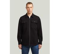 Langarmshirt G-STAR "GPO Zip Overshirt", Herren, Gr. M, dk schwarz, Obermaterial: 50% Polyester, 40% Polyester, 10% Viskose, Shirts Langarmshirt (34192237-M)