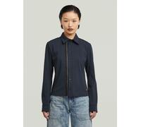 Langarmshirt G-STAR "Hemd mit Reißverschluss und schmaler Passform", Damen, Gr. L, salute, Obermaterial: 63% Polyester, 25% Viskose, 8% Wolle, 4% Elasthan, Shirts Langarmshirt (67194537-L) salute