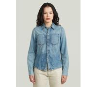 Langarmshirt G-STAR "Kick Slim Hemd", Damen, Gr. S, antique blau kyanite, Obermaterial: 100% Baumwolle, Shirts Langarmshirt (92444040-S) antique blau kyanite