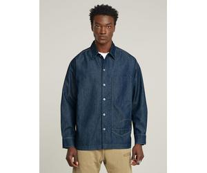 Langarmshirt G-STAR "Long Pocket Boxy Fit Hemd", Herren, Gr. M, worn in cadet blau, Obermaterial: 82% Baumwolle, 18% Polyester, Shirts Langarmshirt (15971255-M) worn in cadet blau