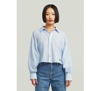 Langarmshirt G-STAR "Macro Balloon Shirt 3\4 Sleeve", Damen, Gr. M, deep wave micro stripe, Obermaterial: 100% Baumwolle, Shirts Langarmshirt (95495838-M) deep wave micro stripe