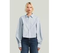 Langarmshirt G-STAR "Macro Balloon Shirt", Damen, Gr. XS, ash blau micro stripe, Obermaterial: 100% Baumwolle, Shirts Langarmshirt (89844826-XS) ash blau micro stripe