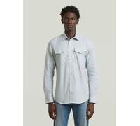 Langarmshirt G-STAR "Marine Slim Hemd", Damen, Gr. L, mineral blau, weiß oxford, Obermaterial: 70% Baumwolle, 30% Baumwolle, Shirts Langarmshirt (45615453-L) mineral blau, weiß oxford