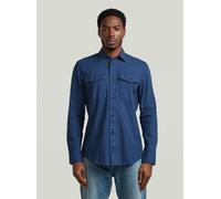 Langarmshirt G-STAR "Marine Slim Hemd", Herren, Gr. S, blau (rank blau gd), Obermaterial: 50% Baumwolle, 50% Baumwolle, Shirts Langarmshirt (72896357-S) rank blau gd