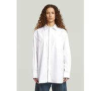 Langarmshirt G-STAR "Oversized Zip Popeline-Hemd", Damen, Gr. S, weiß, Obermaterial: 100% Baumwolle, Shirts Langarmshirt (64734214-S) weiß