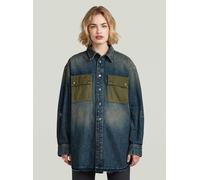Langarmshirt G-STAR "Panel Hemd", Damen, Gr. S, antique blauschist fb, Obermaterial: 75% Baumwolle, 25% Baumwolle, Shirts Langarmshirt (50605503-S) antique blauschist fb