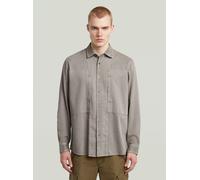 Langarmshirt G-STAR "Panelled Pocket Regular Shirt", Herren, Gr. XL, elephant skin gd, Obermaterial: 58% Baumwolle, 22% Polyester, 20% Baumwolle, Shirts Langarmshirt (39643803-XL) elephant skin gd