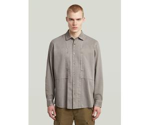Langarmshirt G-STAR "Panelled Pocket Regular Shirt", Herren, Gr. XL, elephant skin gd, Obermaterial: 58% Baumwolle, 22% Polyester, 20% Baumwolle, Shirts Langarmshirt (39643803-XL) elephant skin gd