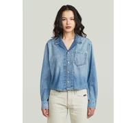 Langarmshirt G-STAR "Resort Boxy Relaxed Shirt", Damen, Gr. L, blau (faded blau kyanite), Obermaterial: 100% Baumwolle, Shirts Langarmshirt (37656362-L) faded blau kyanite