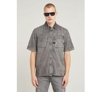 Langarmshirt G-STAR "Slanted Double Pocket Regular Hemd", Damen, Gr. L, sun faded graphite grau, Obermaterial: 100% Baumwolle, Shirts Langarmshirt (40909744-L) sun faded graphite grau
