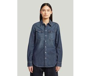 Langarmshirt G-STAR "Slim Western Hemd", Damen, Gr. L, antique faded hurricane, Obermaterial: 100% Baumwolle, Shirts Langarmshirt (51201237-L) antique faded hurricane