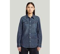Langarmshirt G-STAR "Slim Western Hemd", Damen, Gr. L, blau (antique faded hurricane), Obermaterial: 100% Baumwolle, Shirts Langarmshirt (51201237-L) antique faded hurricane