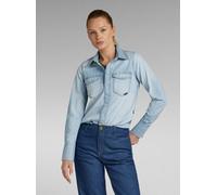 Langarmshirt G-STAR "Slim Western Hemd", Damen, Gr. S, sun faded blau mist, Obermaterial: 100% Baumwolle, Shirts Langarmshirt (20478152-S) sun faded blau mist