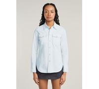 Langarmshirt G-STAR "Slim Western Hemd", Damen, Gr. S, weiß (beached faded seasalt), Obermaterial: 100% Baumwolle, Shirts Langarmshirt (33874767-S) beached faded seasalt