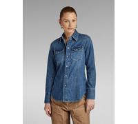Langarmshirt G-STAR "Slim Western Hemd", Damen, Gr. XS, blau (faded noosa blau), Obermaterial: 100% Baumwolle, Shirts Langarmshirt (24512400-XS) faded noosa blau