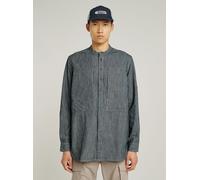 Langarmshirt G-STAR "Stand Collar Rollup Relaxed Hemd", Damen, Gr. M, rinsed stripe, Obermaterial: 100% Baumwolle, Shirts Langarmshirt (30321862-M) rinsed stripe