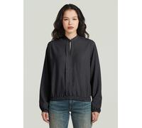 Langarmshirt G-STAR "Stand Up Collar Shirt", Damen, Gr. M, dk schwarz gd, Obermaterial: 90% Viskose, 10% Polyester, Shirts Langarmshirt (85647120-M) dk schwarz gd