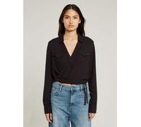 Langarmshirt G-STAR "Tacoma Wrap Hemd", Damen, Gr. XXL, dk schwarz, Obermaterial: 100% Viskose, Shirts Langarmshirt (79169618-XXL) dk schwarz