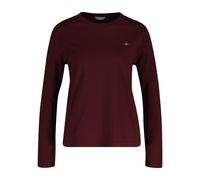 Langarmshirt GANT "REG SHIELD LS T-SHIRT", Damen, Gr. M, grau (plum wine), Single Jersey, Obermaterial: 100% Baumwolle, regular fit, Rundhals, Shirts Langarmshirt, kleine Logostickerei auf der Brust (